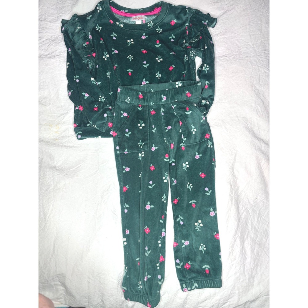 Cat & Jack Velour Sweatshirt Jogger Set Cozy Play Everyday Cute Size 3T 5T
